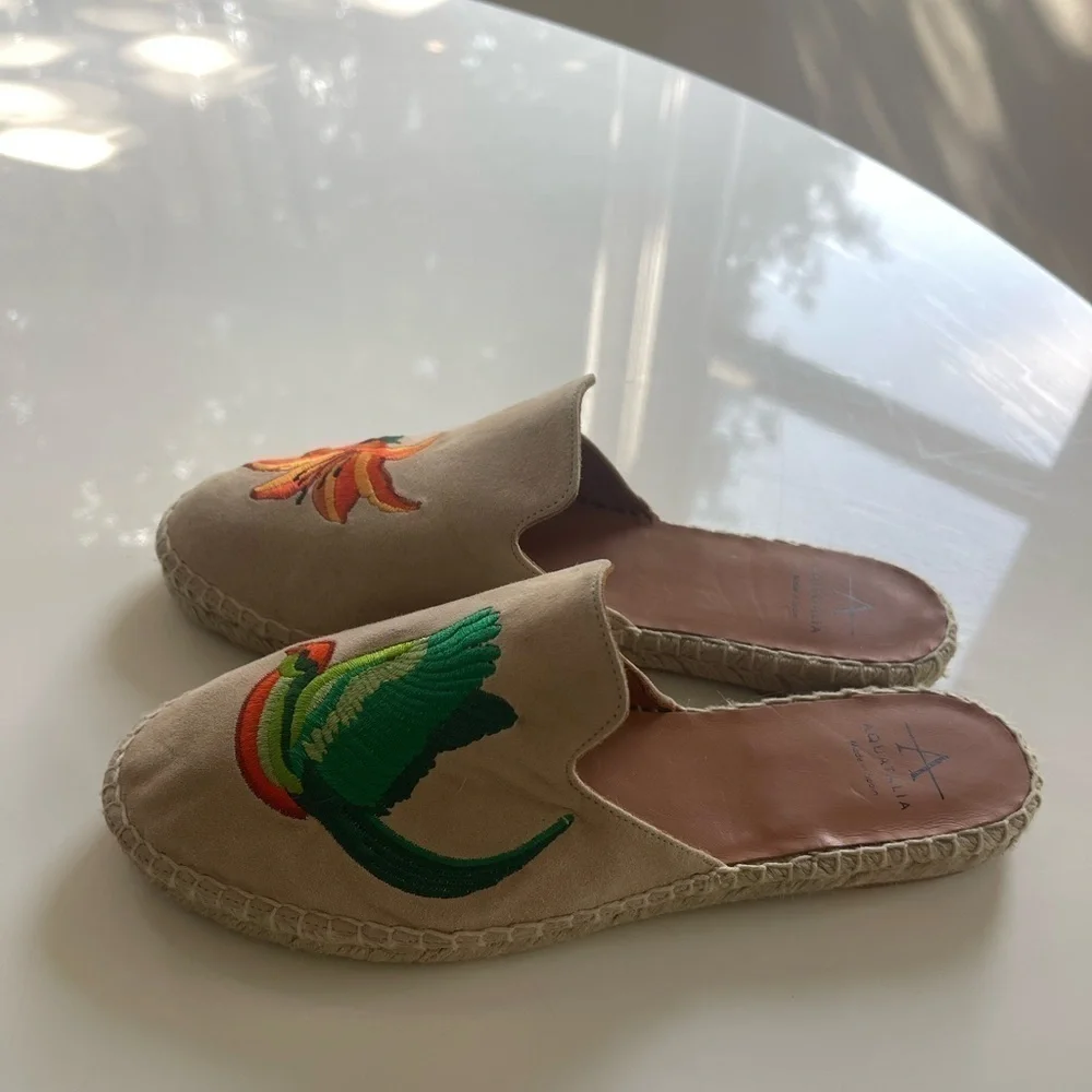 Aquatalia Blair Embroidered Suede Espadrille - 7